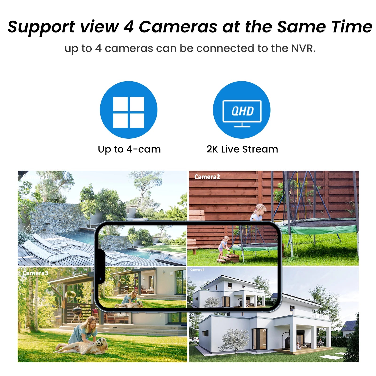 ANRAN 2K Solar Camera System Kit 4MP Outdoor Wireless Wifi Camera 4CH NVR 4 Cameras PIR Humanoid Detection Works with ARCCTV APP - Supersell