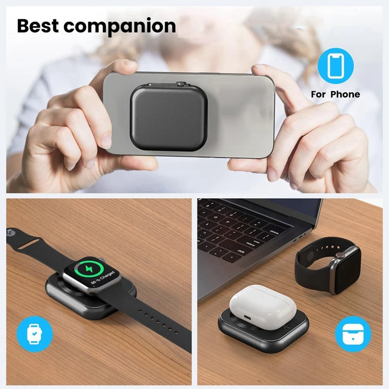 3-In-1 Magnetic Power Bank 5000Mah 22.5W Portable Magsafe Wireless Charger - Supersell 