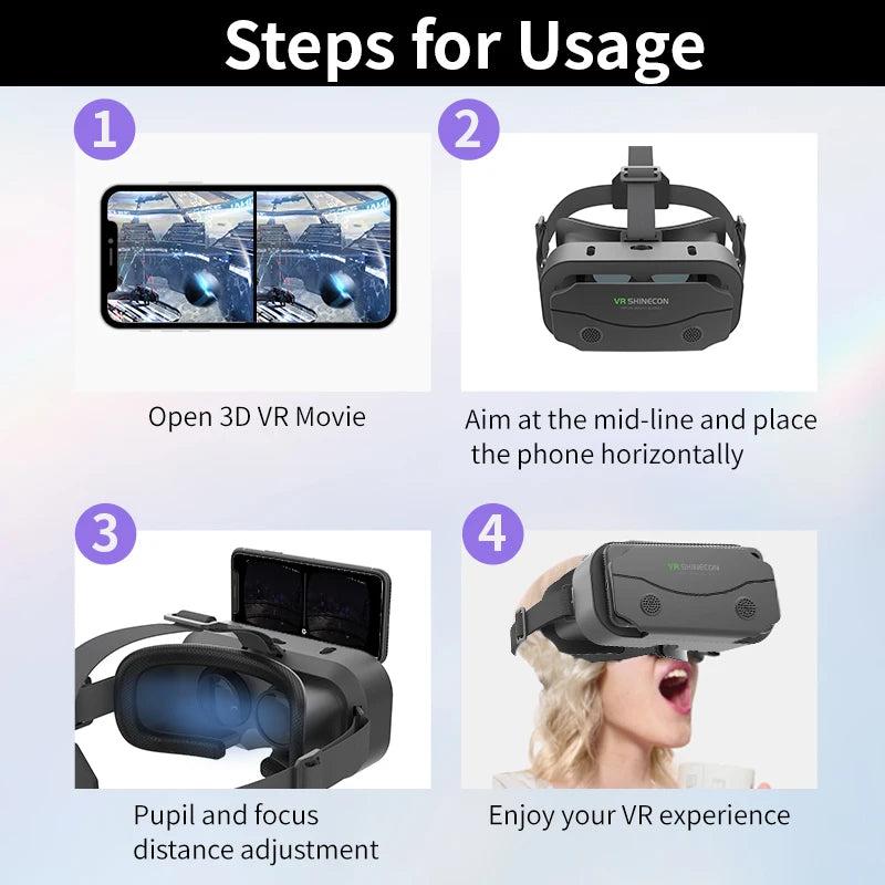 VR Glasses Virtual Reality Headset Viar Devices Helmet 3D Lenses Smart Goggles for Smartphones - Supersell