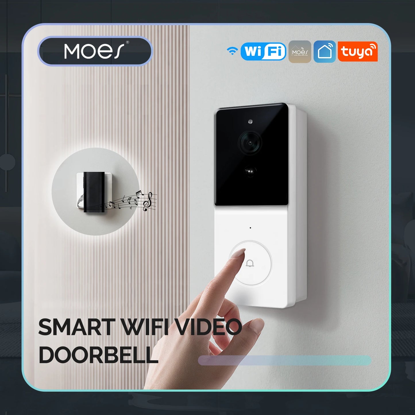 MOES Tuya 1080P Smart WiFi Video Doorbell Camera Wireless 2-Way Audio Intercom Night Vision with 64 GB SD Card，Home Security - Supersell