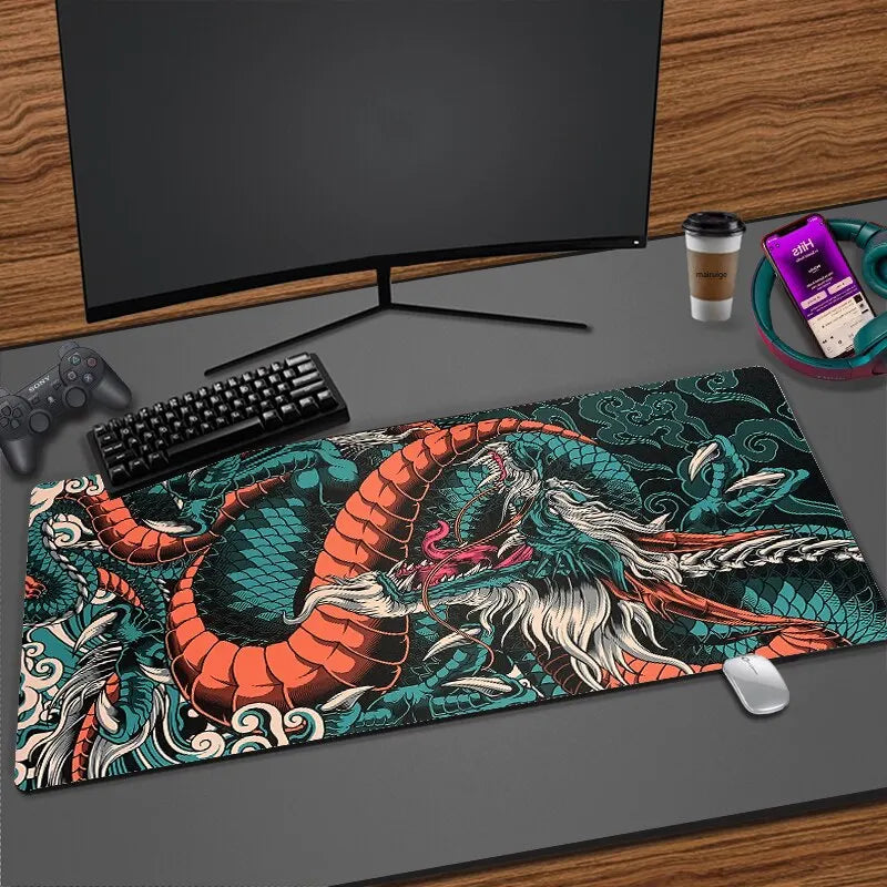 Japanese Dragon Large Gaming Mousepad XXL Keyboard Gamer Mouse Pad on The Table Speed Desk Mat Anime 900x400 700X300 Mouse Mats - Supersell 