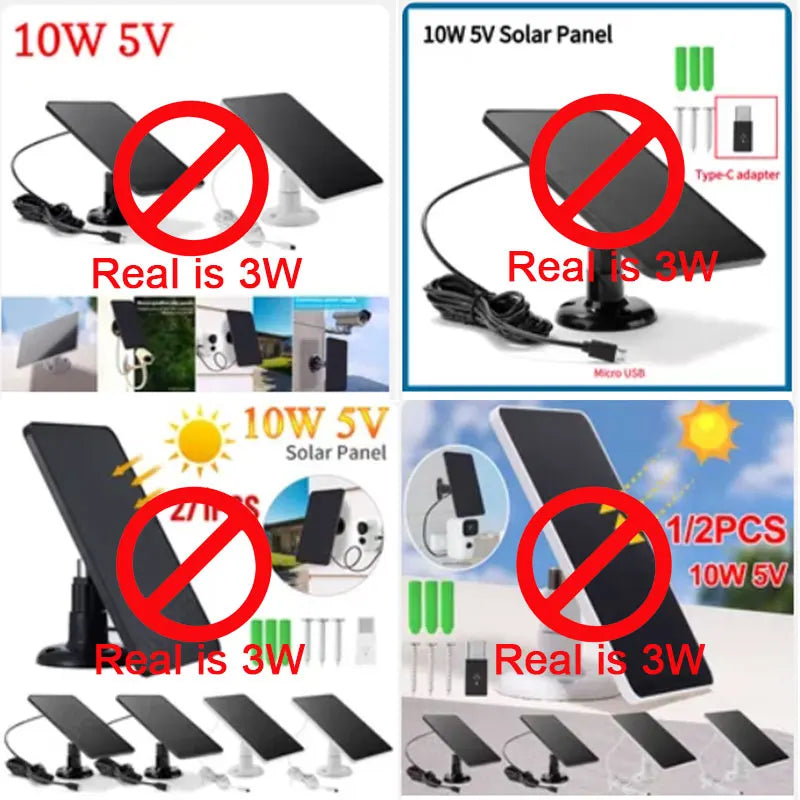 Solar Panels for Camera EufyCam Reolink Argus  Micro USB and USB-C Charging - Supersell