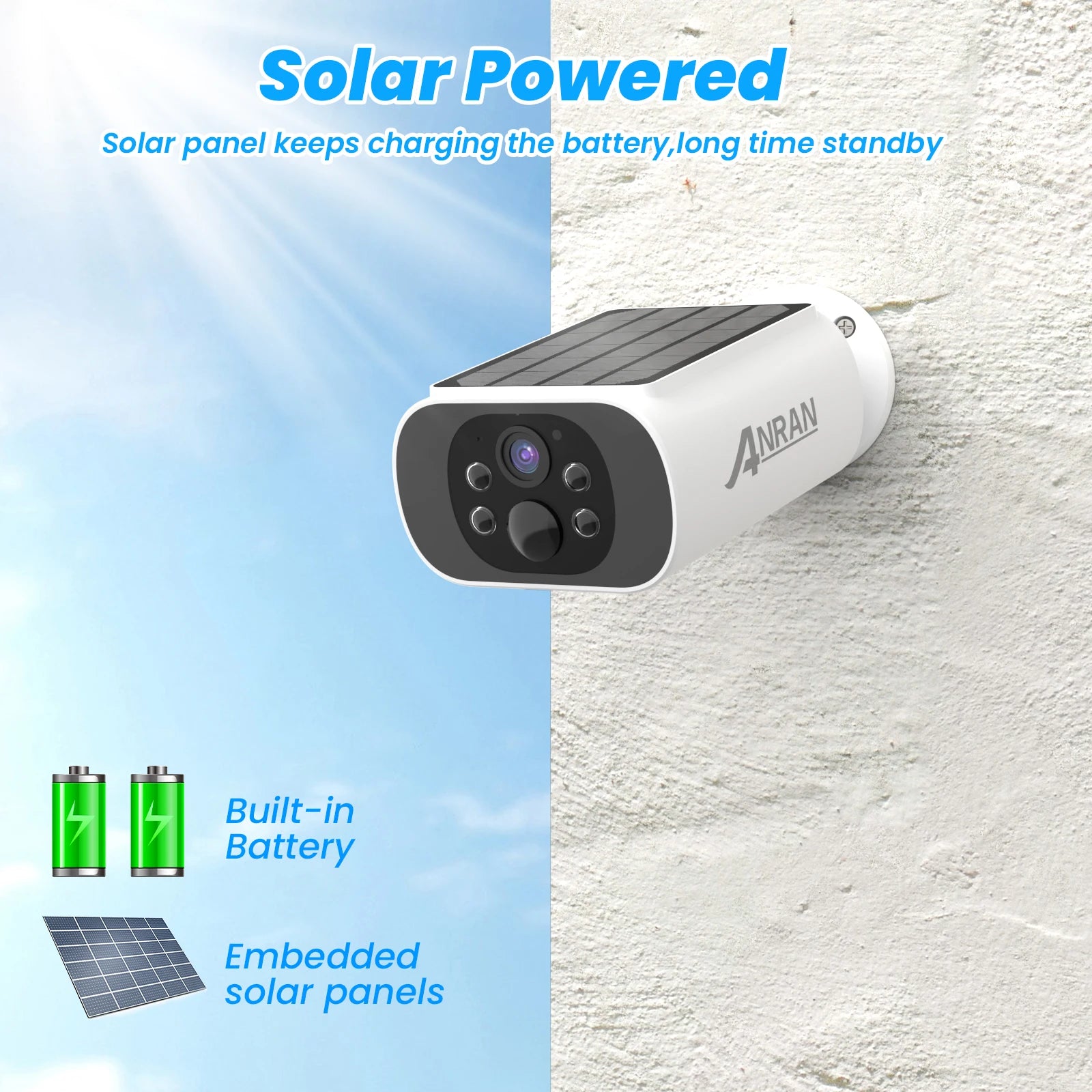 ANRAN 2K Solar Camera System Kit 4MP Outdoor Wireless Wifi Camera 4CH NVR 4 Cameras PIR Humanoid Detection Works with ARCCTV APP - Supersell