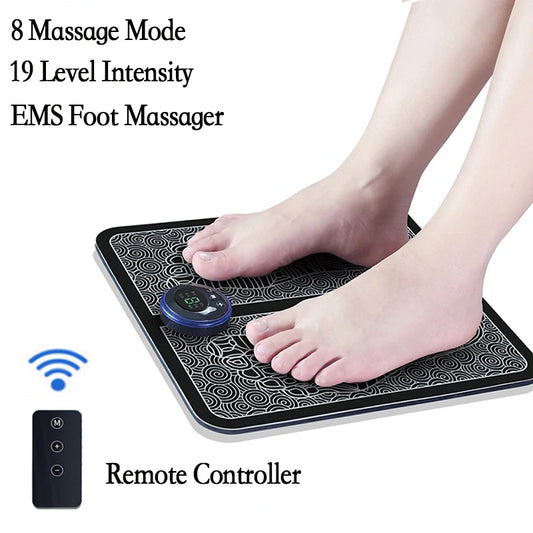 Remote EMS Foot Massager Pad Portable Electric Muscle Stimulation Massage Mat Improve Blood Circulation Relief Pain Relax Feet - Supersell