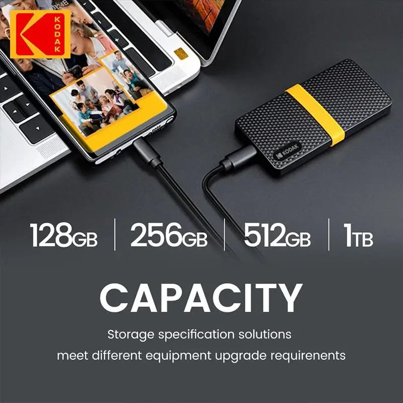 Kodak Portable SSD Type-C USB3.1 Mobile External Solid-State Drive SSD 256GB 512GB for Laptop Desktop PS5 PS4 XBOX TV - Supersell