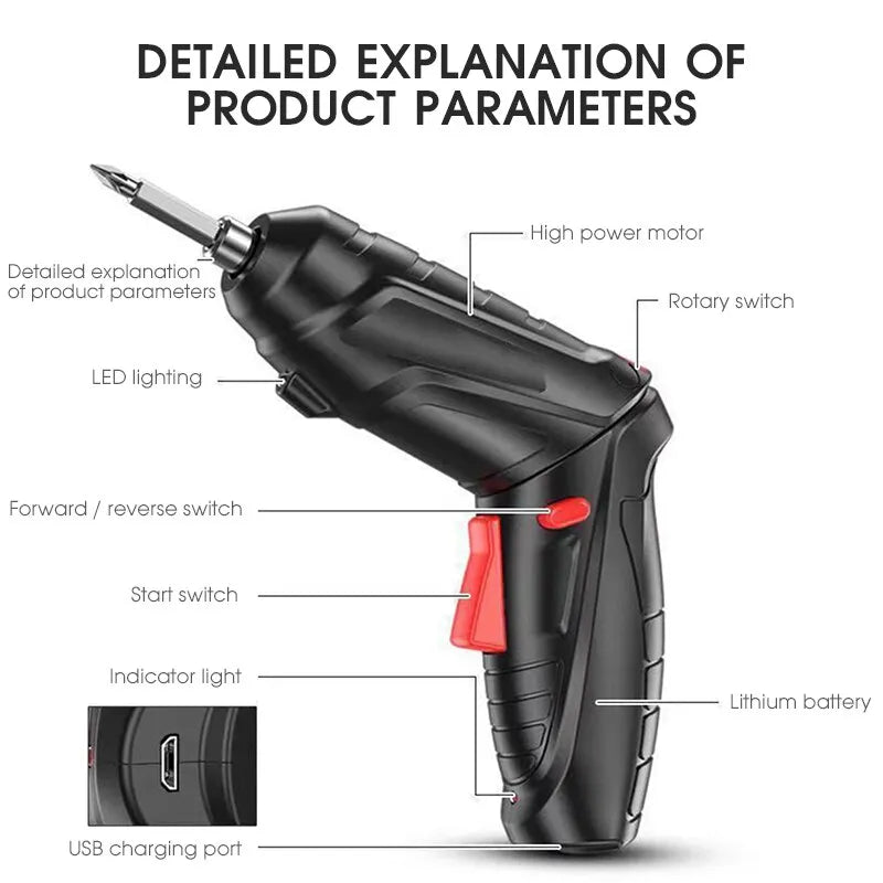 Power drill Tools Set Household Maintenance Repair 1800mAh Lithium Battery - Supersell