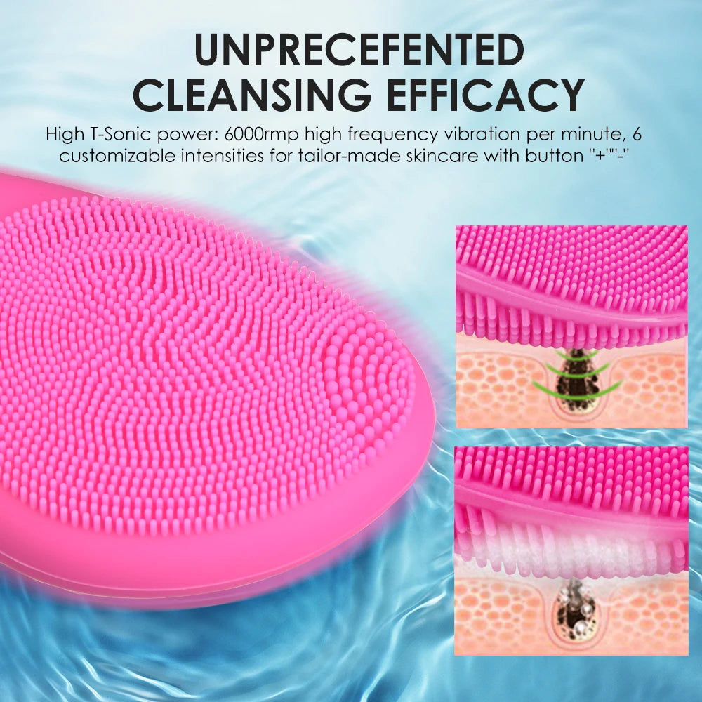 Hailicare Electric Facial Cleansing Brush Massager Waterproof Silicone Sonic Face Massage Cleaner Deep Pore Face Cleansing Brush - Supersell