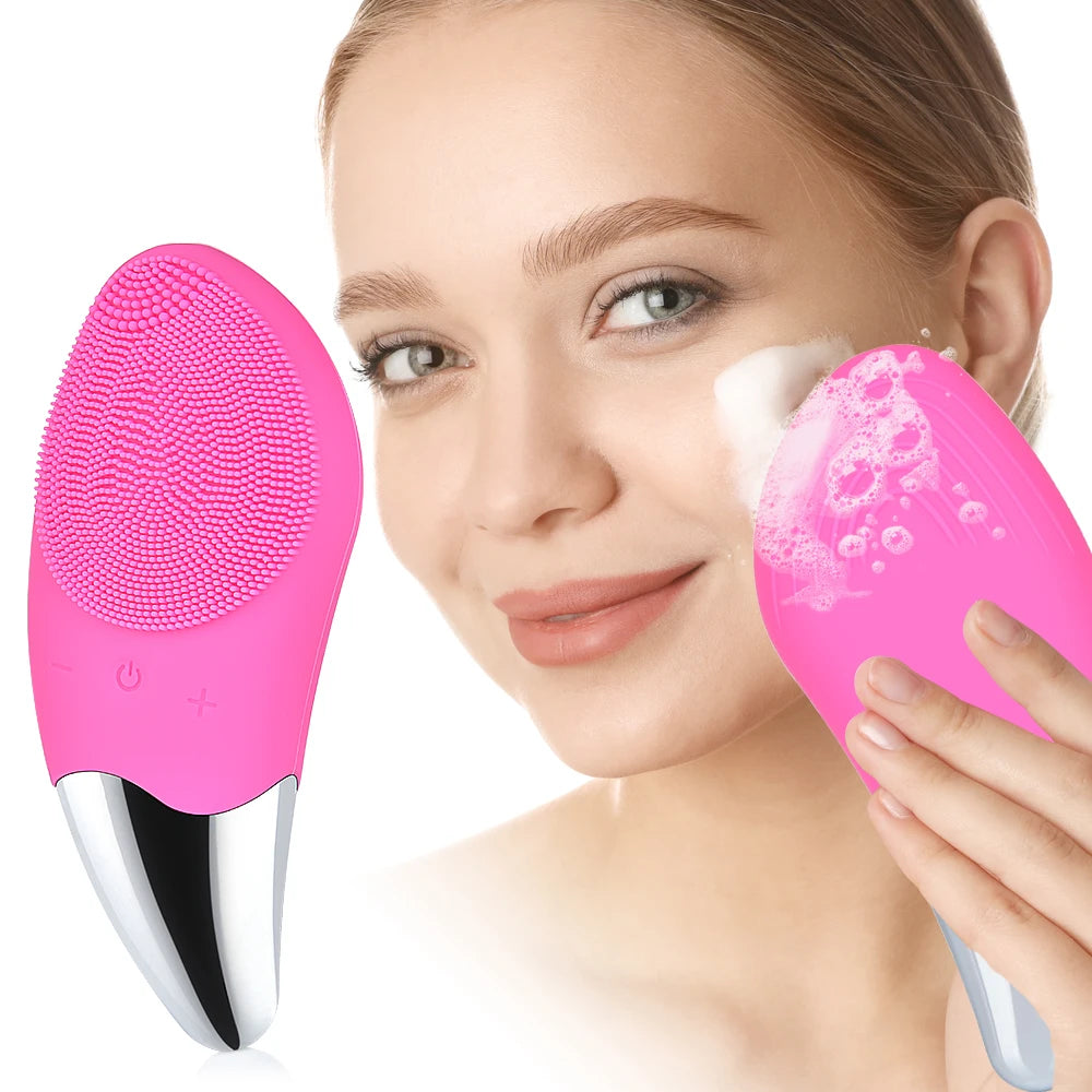 Hailicare Electric Facial Cleansing Brush Massager Waterproof Silicone Sonic Face Massage Cleaner Deep Pore Face Cleansing Brush - Supersell