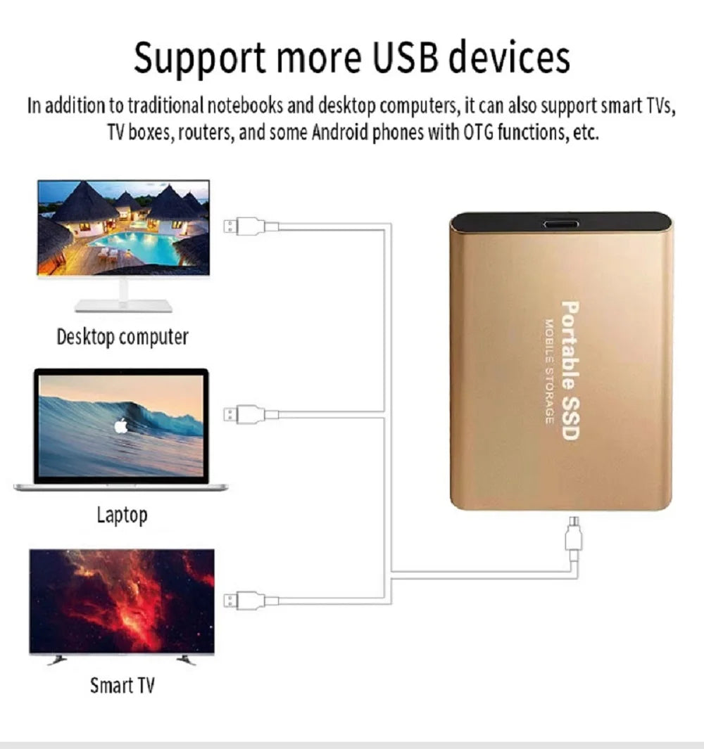 Portable SSD 2TB External hard drive High-speed External Storage Hard Disks for PC/ Mac - Supersell