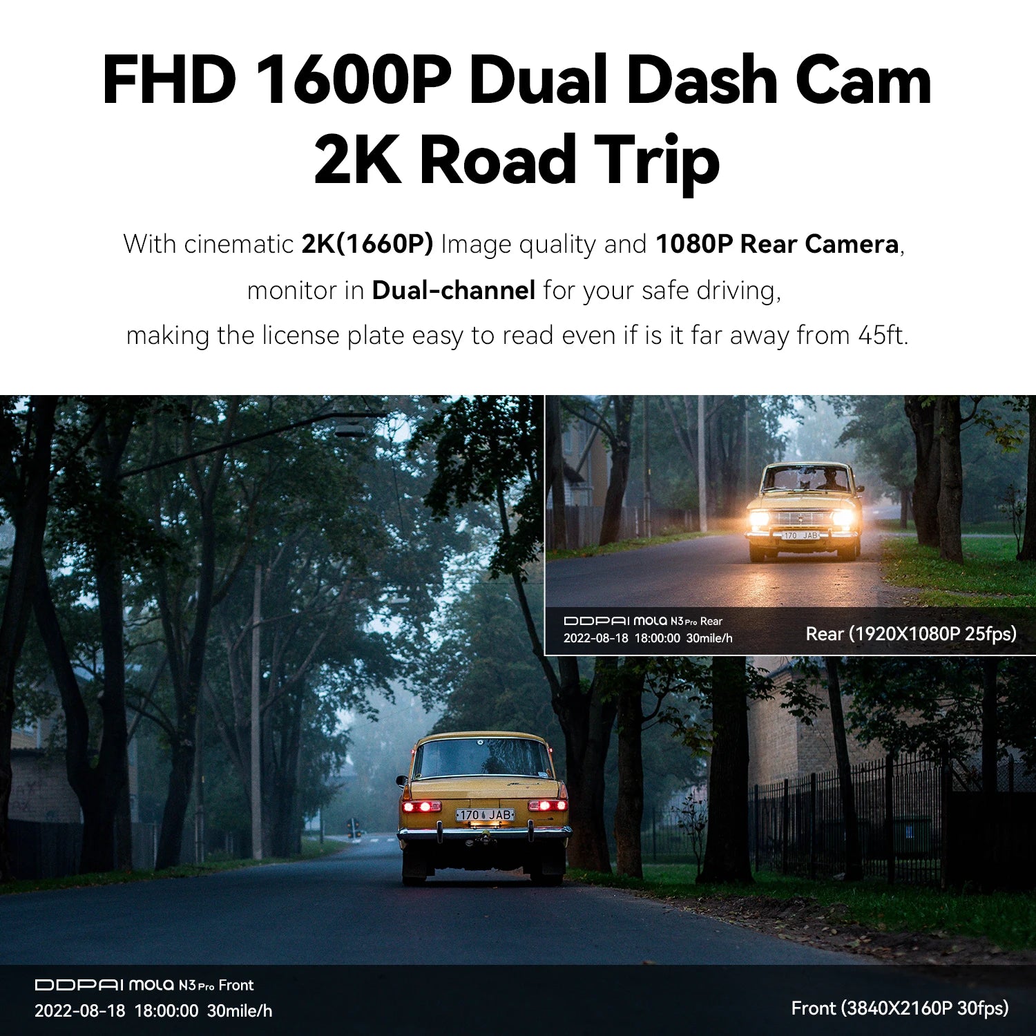 DDPAI Mola N3 Pro Dash Camera Driving Vehicle Cam Wifi Smart Connect Car Recorder 1600P HD - Supersell